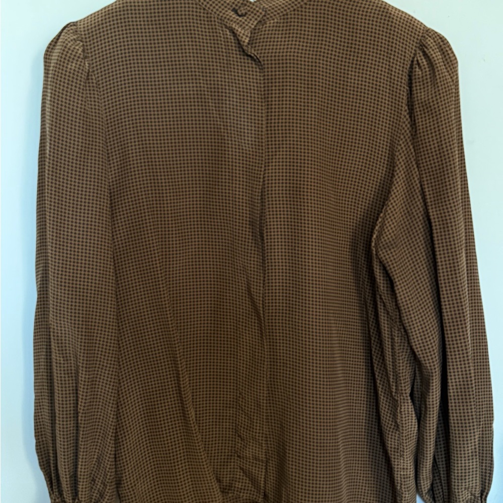 Gloria Sachs Brown Houndstooth Blouse